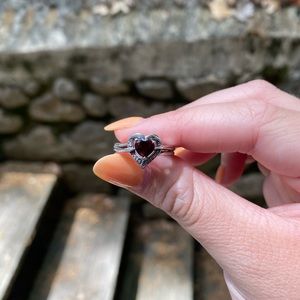 Garnet ring with micro diamond / 925